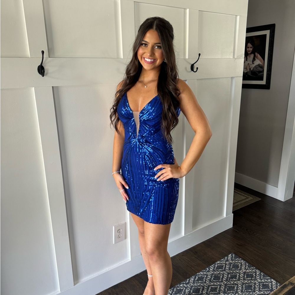 JOVANI Blue Sequin Dress